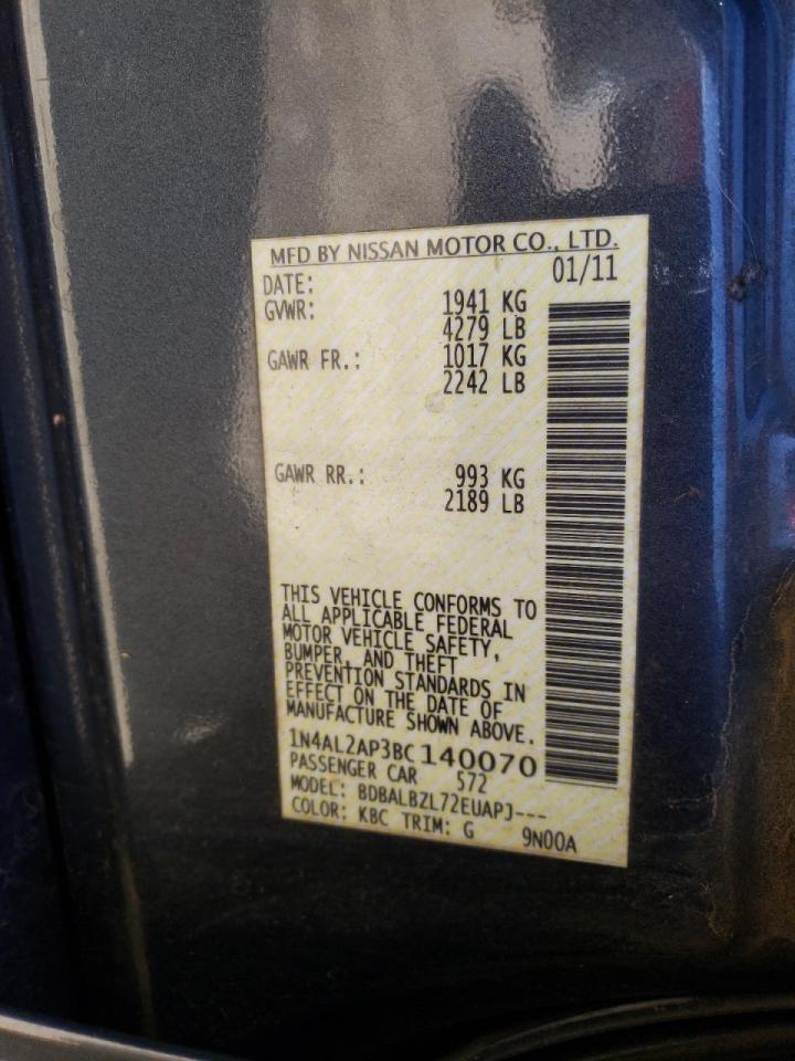 Фото 10 с аукциона – 2011 NISSAN ALTIMA BAS с VIN 1N4AL2AP3BC140070