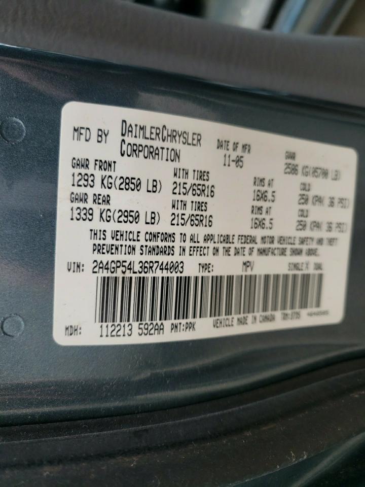 Photo 10 from auction – 2006 CHRYSLER TOWN & COU with VIN 2A4GP54L36R744003