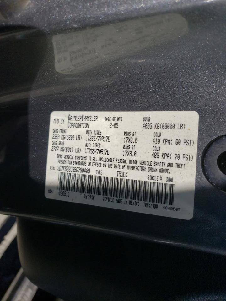 Photo 10 from auction – 2005 DODGE RAM 2500 S with VIN 3D7KS28C65G790409
