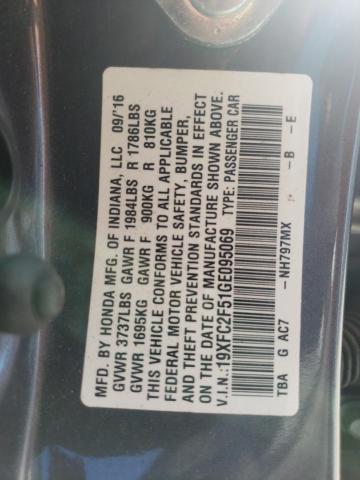 Photo 10 from auction – 2016 HONDA CIVIC LX with VIN 19XFC2F51GE095069