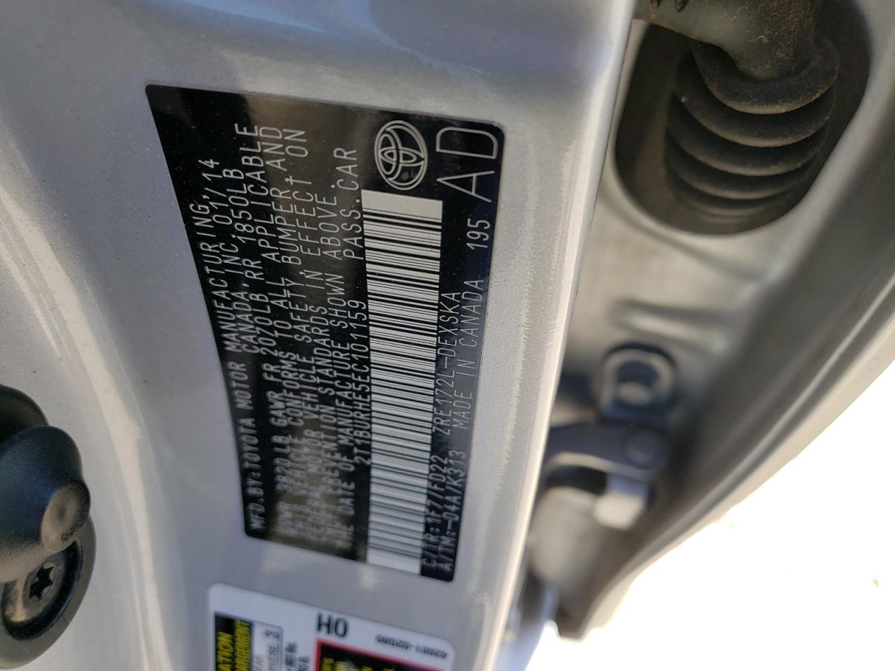 Photo 10 from auction – 2014 TOYOTA COROLLA L with VIN 2T1BURHE5EC101159