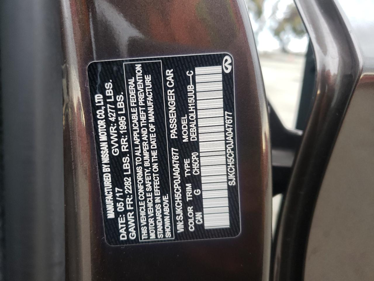 Photo 10 from auction – 2018 INFINITI QX30 BASE with VIN SJKCH5CP0JA047677