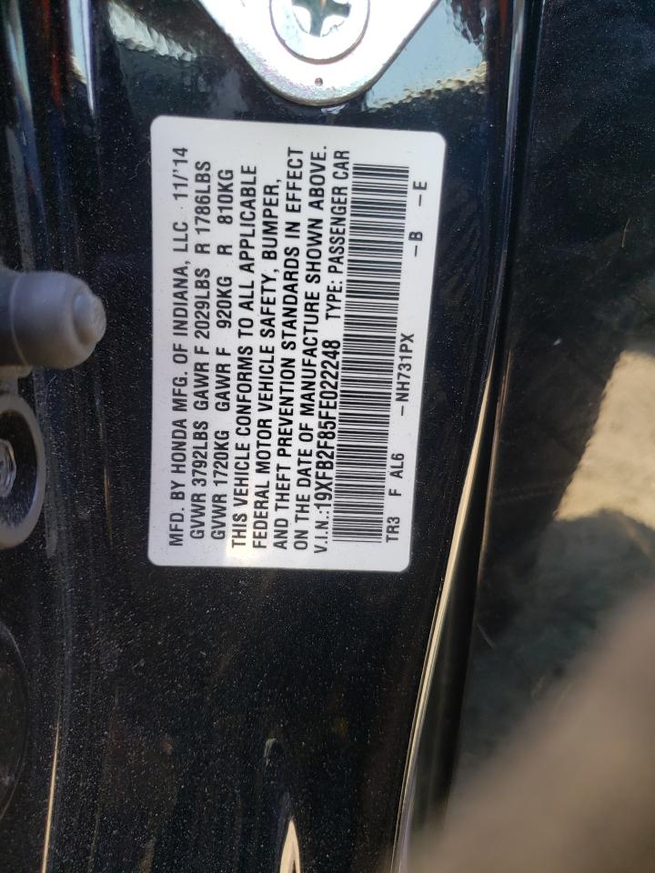 Photo 10 from auction – 2015 HONDA CIVIC EX with VIN 19XFB2F85FE022248