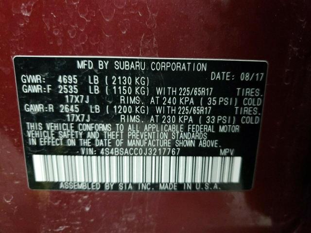 Photo 10 from auction – 2018 SUBARU OUTBACK 2. with VIN 4S4BSACC0J3217767