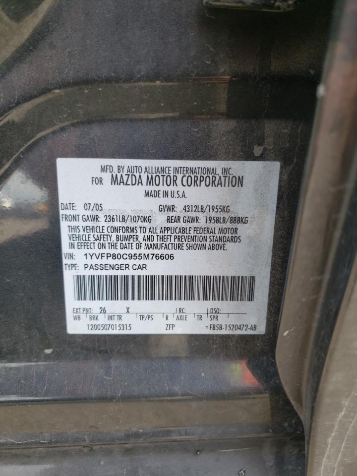 Фото 10 с аукциона – 2005 MAZDA 6 I с VIN 1YVFP80C955M76606