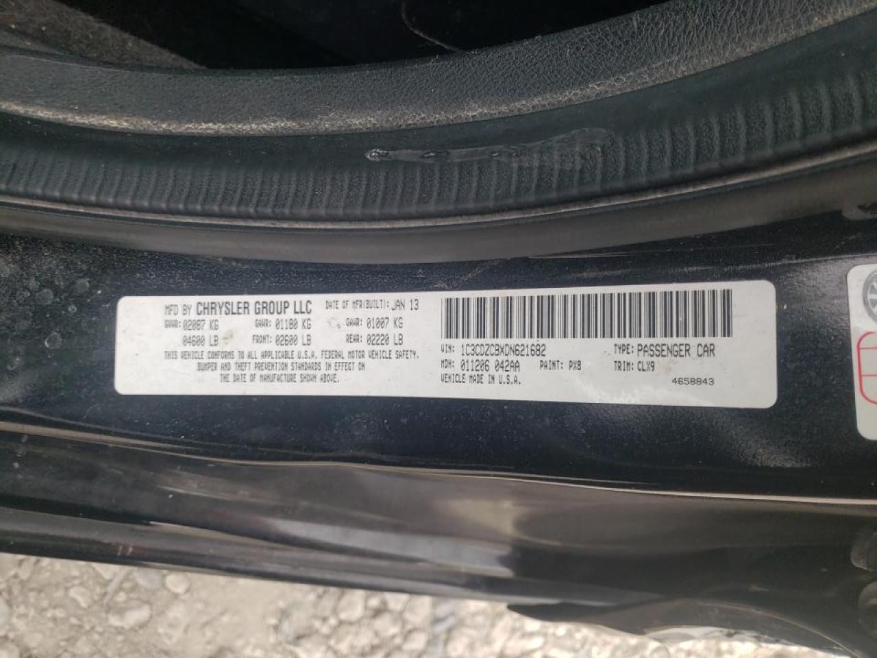 Photo 10 from auction – 2013 DODGE AVENGER SX with VIN 1C3CDZCBXDN621682
