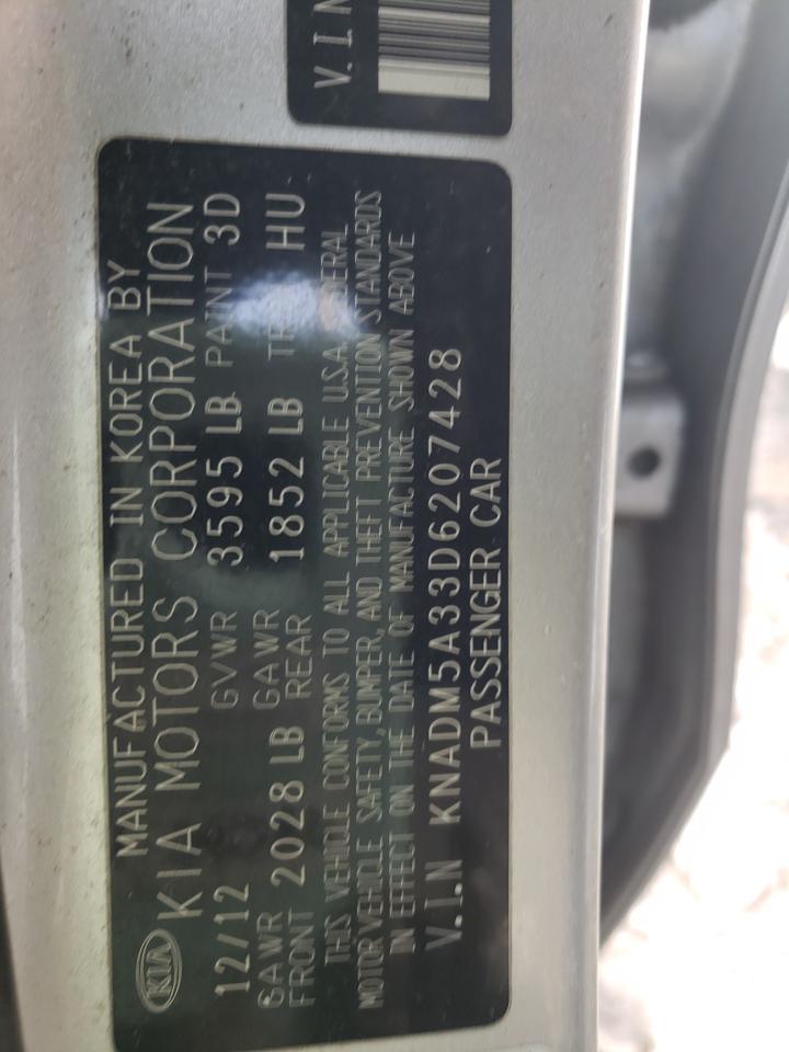 Photo 10 from auction – 2013 KIA RIO LX with VIN KNADM5A33D6207428