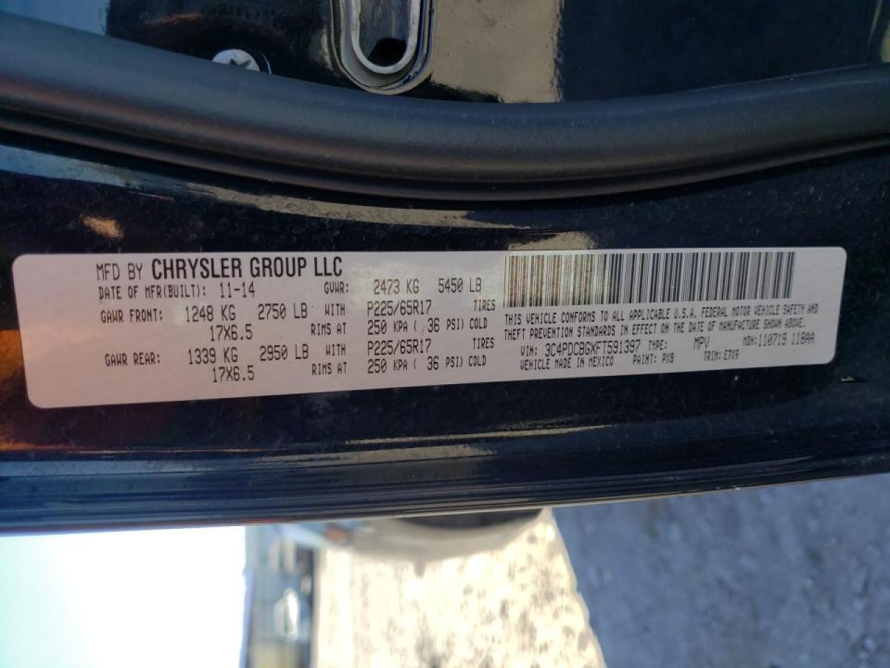 Photo 10 from auction – 2015 DODGE JOURNEY SX with VIN 3C4PDCBGXFT591397