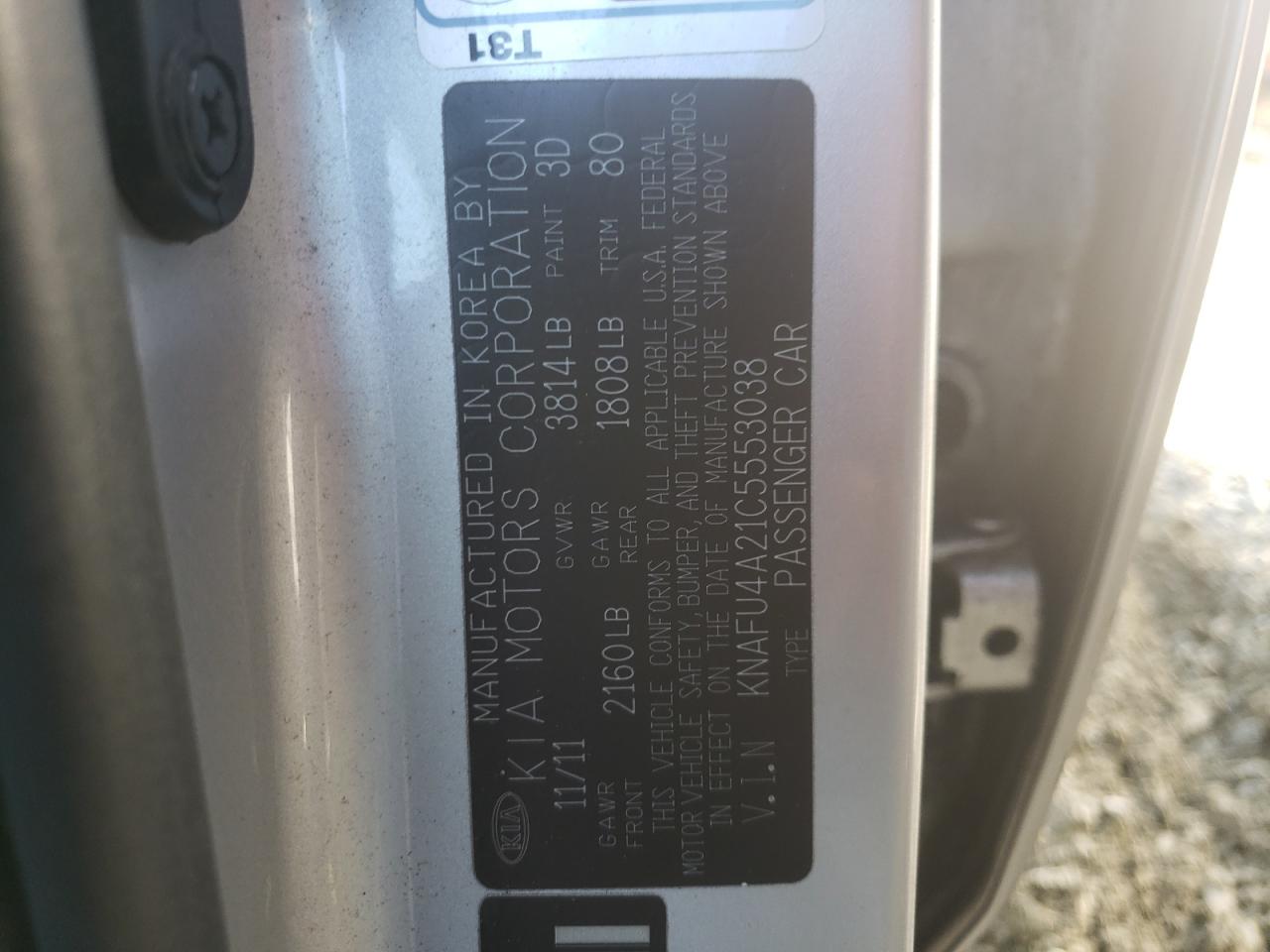 Zdjęcie 10 z aukcji – 2012 KIA FORTE EX z VIN KNAFU4A21C5553038