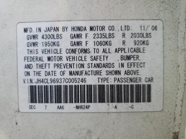 Photo 10 from auction – 2007 ACURA TSX with VIN JH4CL96937C005246