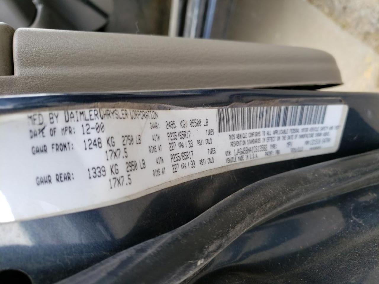 Photo 10 from auction – 2001 JEEP GRAND CHER with VIN 1J4GW58N41C613582