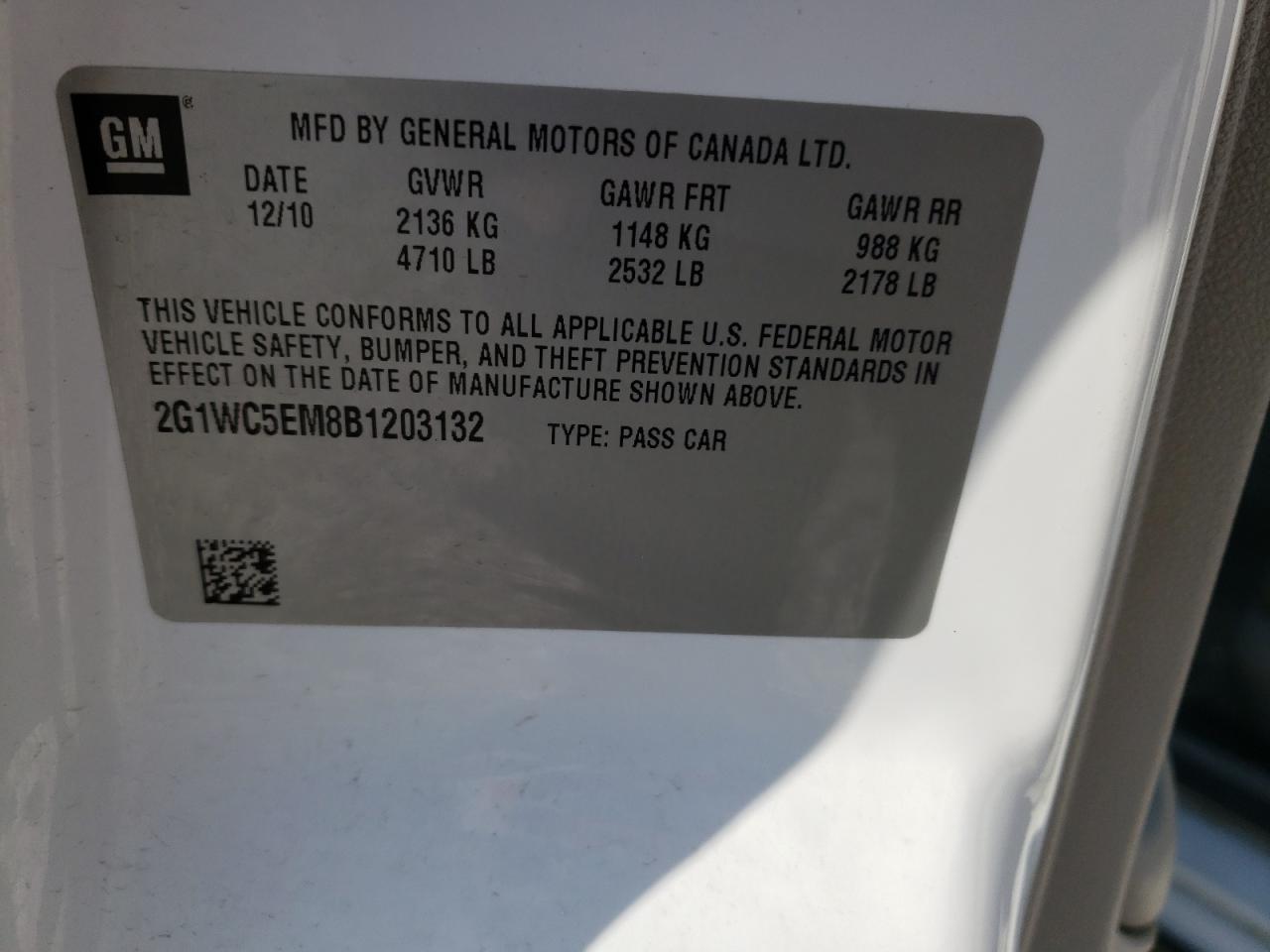 Photo 10 from auction – 2011 CHEVROLET IMPALA LTZ with VIN 2G1WC5EM8B1203132