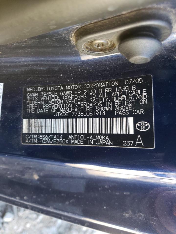 Photo 10 from auction – 2006 TOYOTA SCION TC with VIN JTKDE177360081914