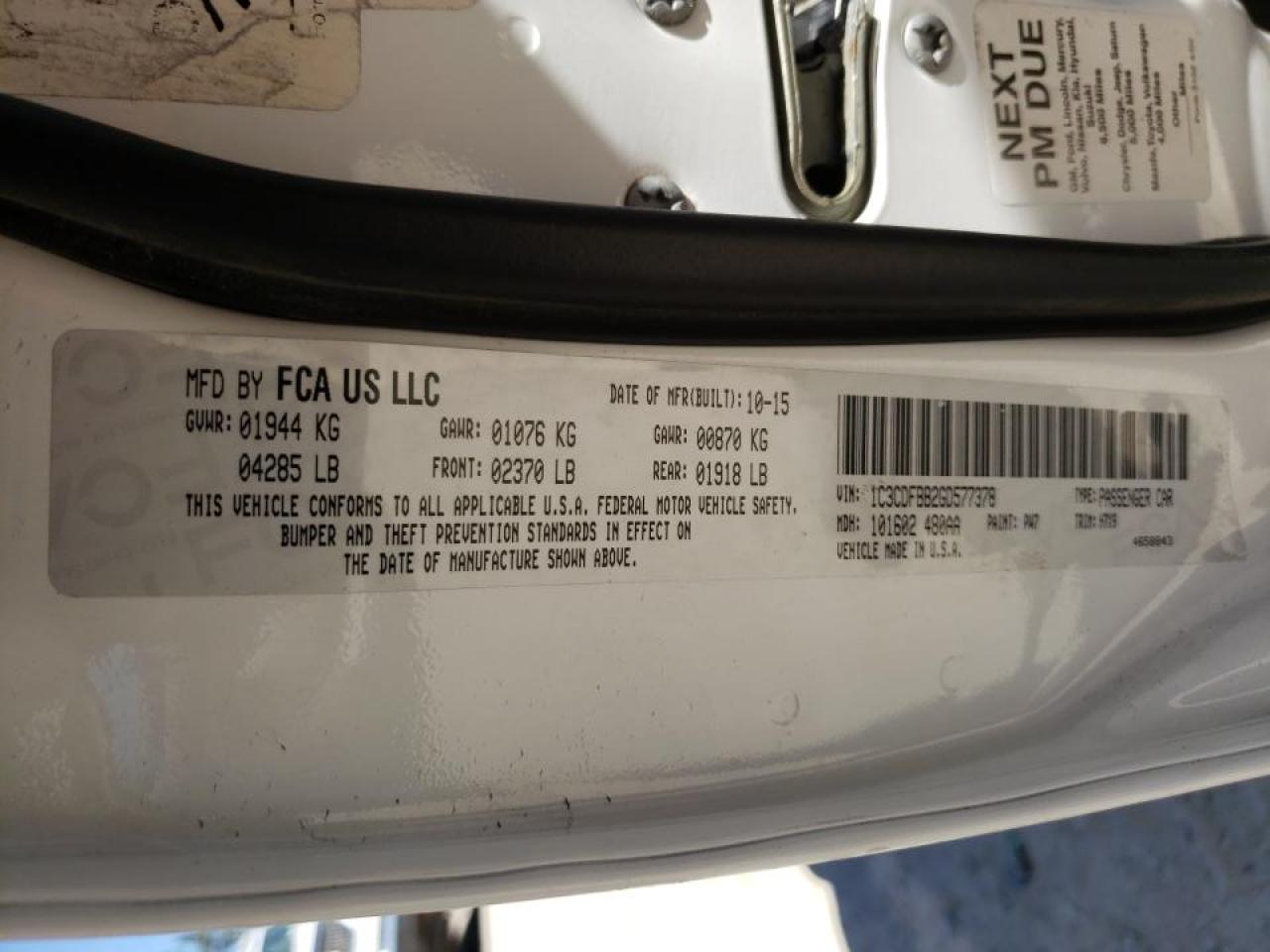 Photo 10 from auction – 2016 DODGE DART SXT with VIN 1C3CDFBB2GD577378
