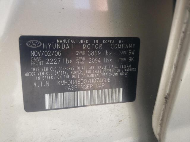 Photo 10 from auction – 2007 HYUNDAI ELANTRA GL with VIN KMHDU46D07U074606