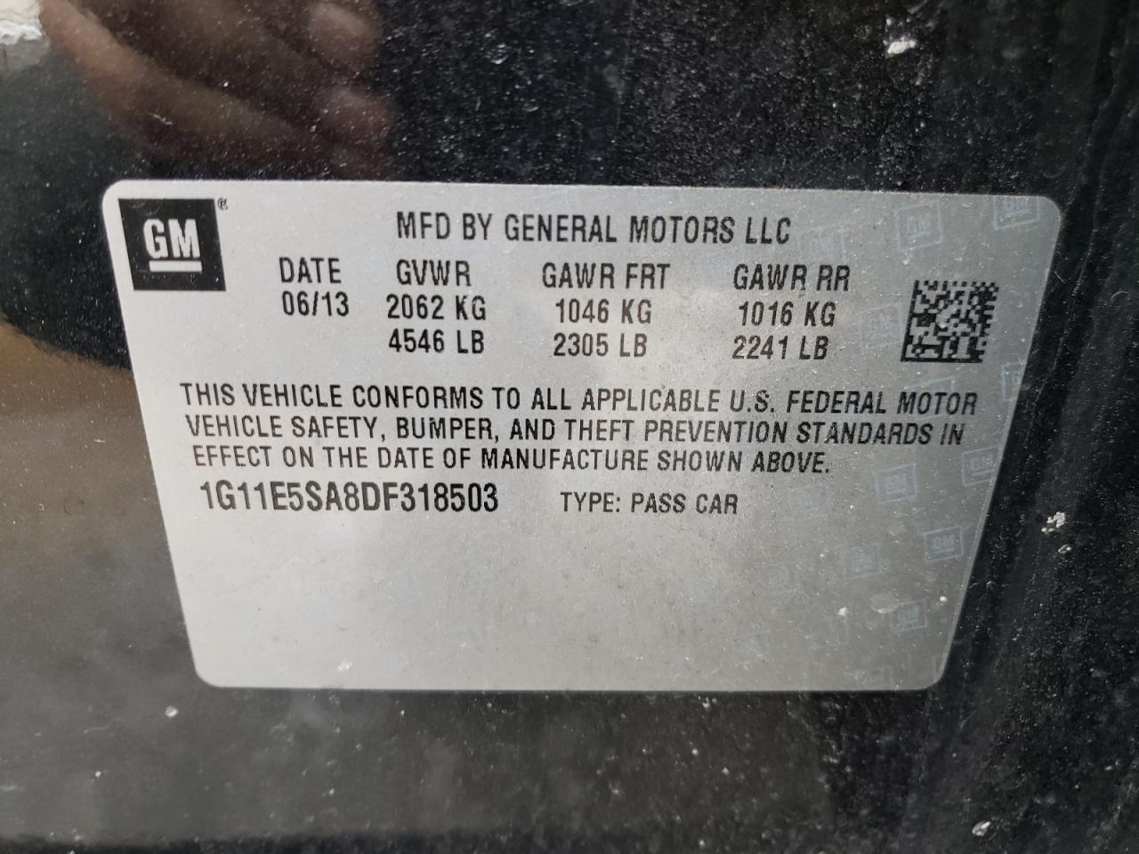 Photo 10 from auction – 2013 CHEVROLET MALIBU 2LT with VIN 1G11E5SA8DF318503