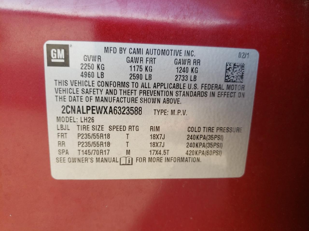 Photo 10 from auction – 2010 CHEVROLET EQUINOX LT with VIN 2CNALPEWXA6323588
