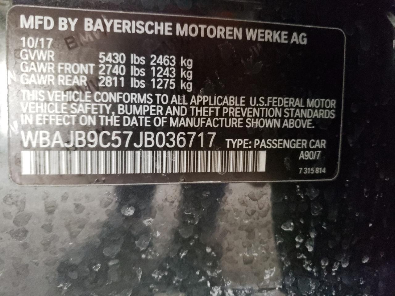 Photo 10 from auction – 2018 BMW M550XI with VIN WBAJB9C57JB036717