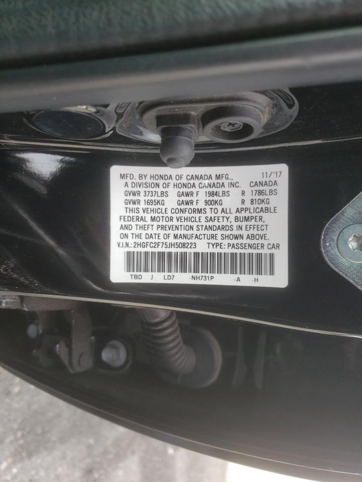 Photo 10 from auction – 2018 HONDA CIVIC EX with VIN 2HGFC2F75JH508223