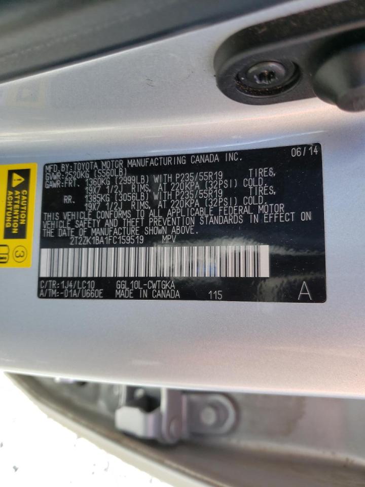 Photo 10 from auction – 2015 LEXUS RX 350 with VIN 2T2ZK1BA1FC159519