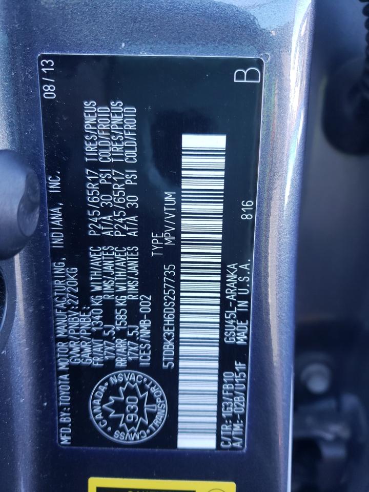 Photo 10 from auction – 2013 TOYOTA HIGHLANDER with VIN 5TDBK3EH6DS257735