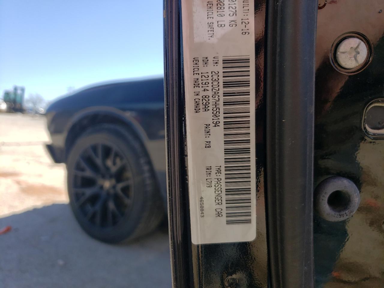 Photo 10 from auction – 2017 DODGE CHALLENGER with VIN 2C3CDZAG7HH550194