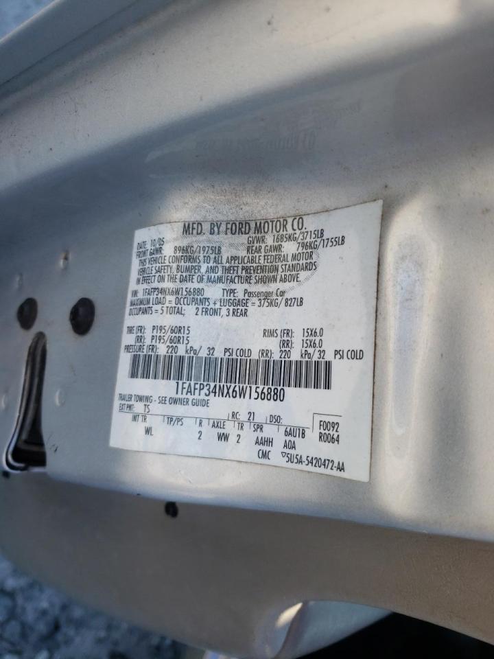 Photo 10 from auction – 2006 FORD FOCUS ZX4 with VIN 1FAFP34NX6W156880