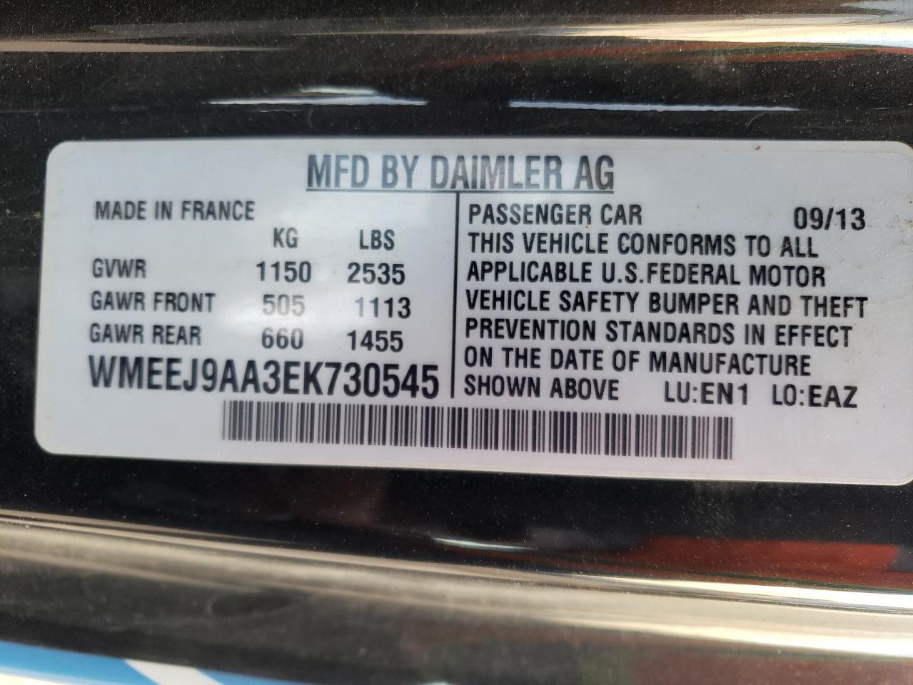 Photo 10 from auction – 2014 SMART FORTWO with VIN WMEEJ9AA3EK730545