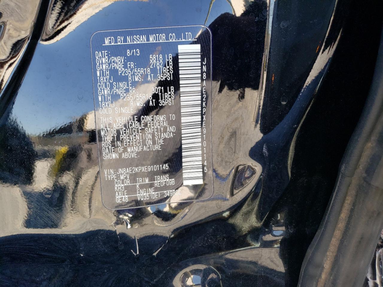 Photo 10 from auction – 2014 NISSAN QUEST S with VIN JN8AE2KPXE9101145