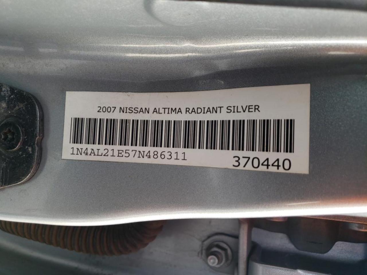 Photo 10 from auction – 2007 NISSAN ALTIMA 2.5 with VIN 1N4AL21E57N486311