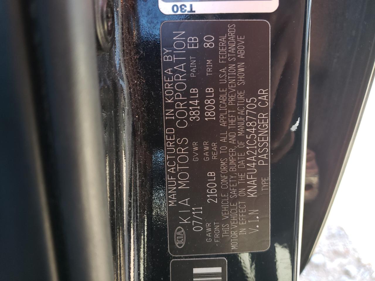 Photo 10 from auction – 2012 KIA FORTE EX with VIN KNAFU4A21C5487705