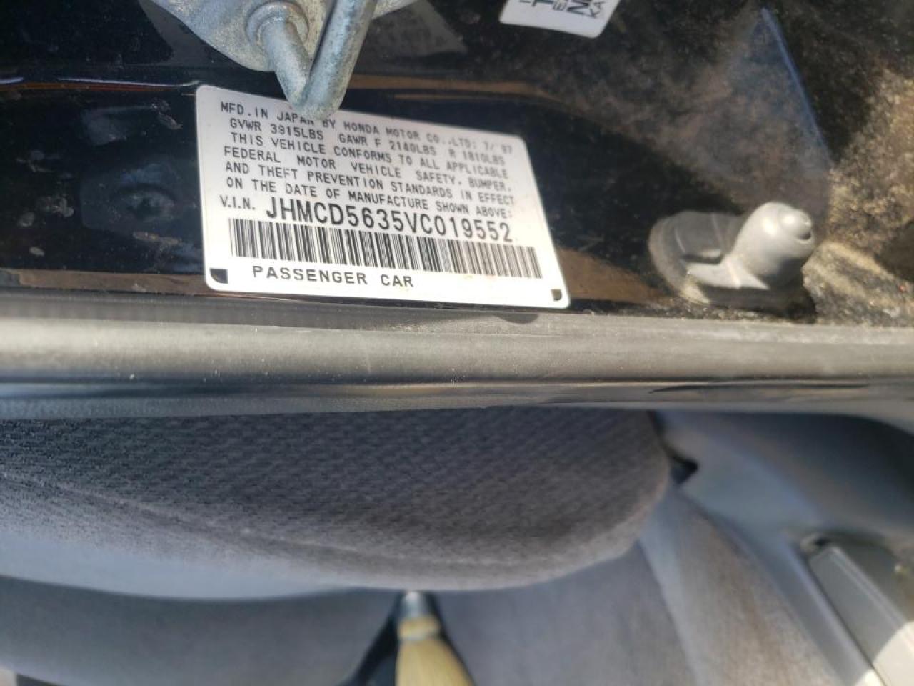 Photo 10 from auction – 1997 HONDA ACCORD LX with VIN JHMCD5635VC019552
