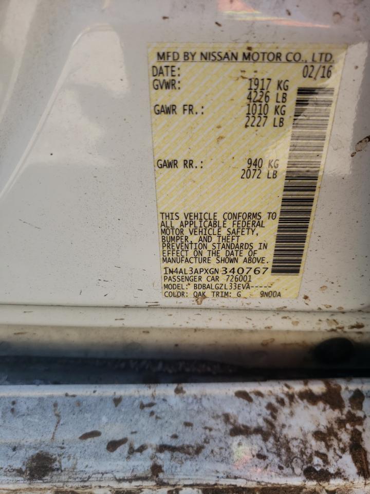 Photo 10 from auction – 2016 NISSAN ALTIMA 2.5 with VIN 1N4AL3APXGN340767