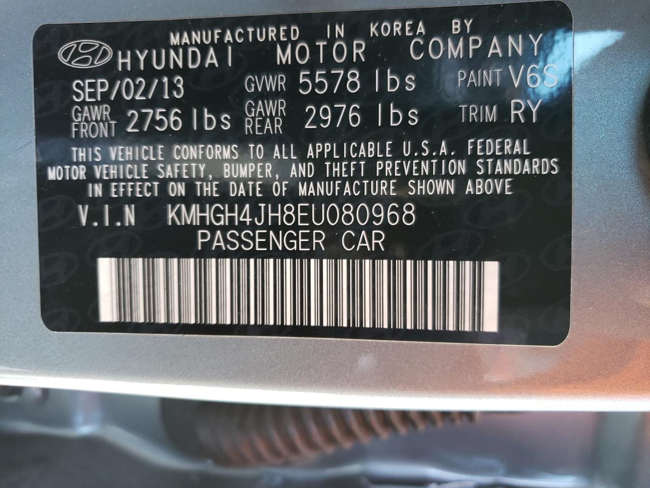 Photo 10 from auction – 2014 HYUNDAI EQUUS SIGN with VIN KMHGH4JH8EU080968