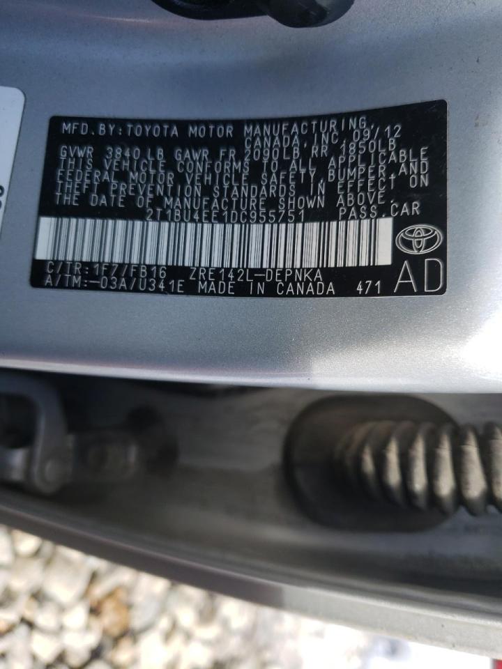 Photo 10 from auction – 2013 TOYOTA COROLLA BA with VIN 2T1BU4EE1DC955751