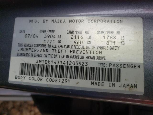 Photo 10 from auction – 2004 MAZDA 3 with VIN JM1BK143141205923