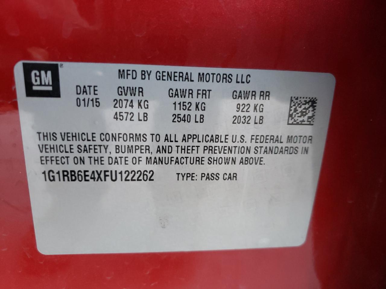 Photo 10 from auction – 2015 CHEVROLET VOLT with VIN 1G1RB6E4XFU122262