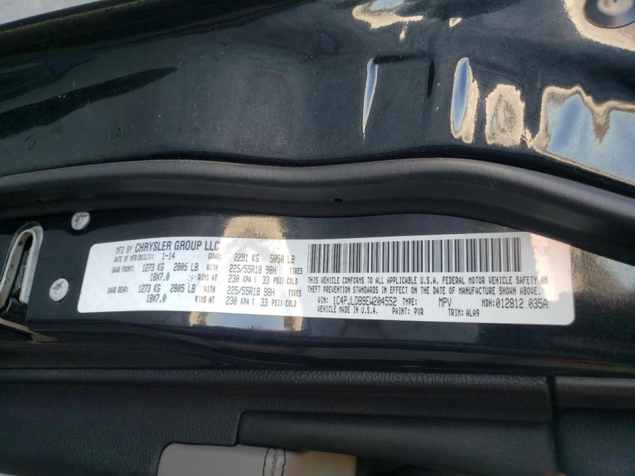 Photo 10 from auction – 2014 JEEP CHEROKEE L with VIN 1C4PJLDB9EW204552