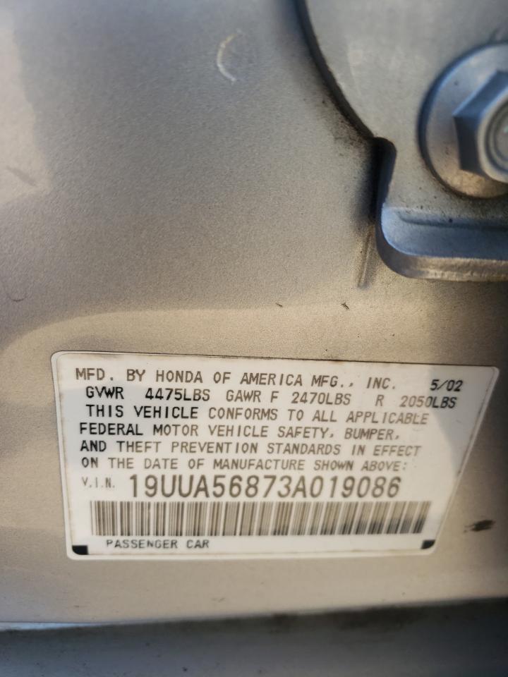 Photo 10 from auction – 2003 ACURA 3.2TL TYPE with VIN 19UUA56873A019086
