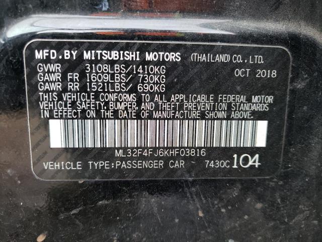 Photo 10 from auction – 2019 MITSUBISHI MIRAGE G4 with VIN ML32F4FJ6KHF03816