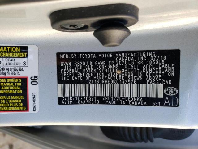 Photo 10 from auction – 2019 TOYOTA COROLLA L with VIN 2T1BURHE9KC147976