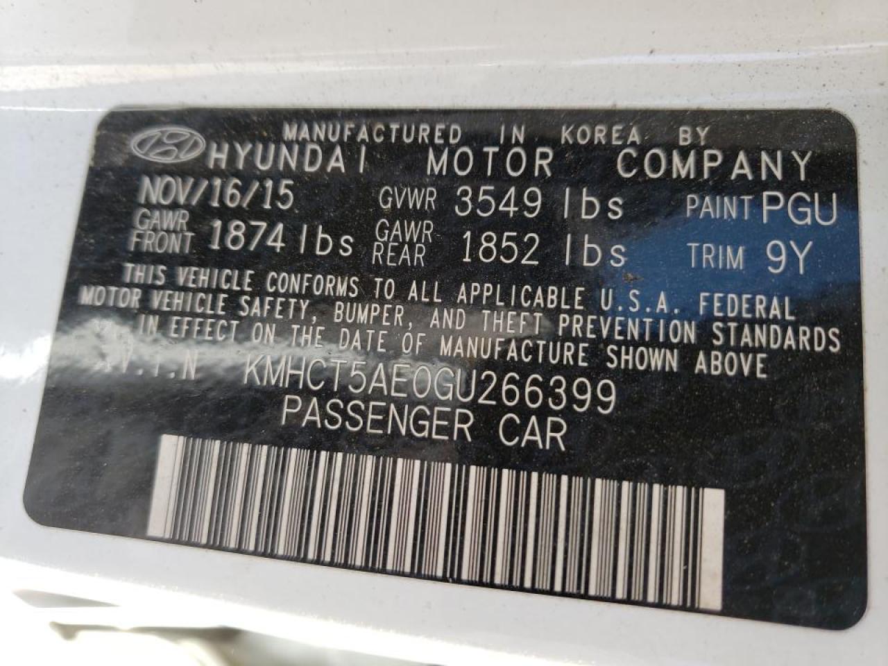 Photo 10 from auction – 2016 HYUNDAI ACCENT SE with VIN KMHCT5AE0GU266399