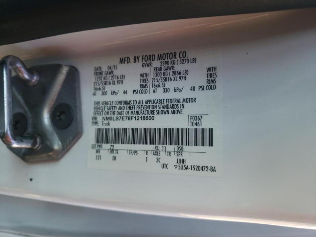 Photo 10 from auction – 2015 FORD TRANSIT CO with VIN NM0LS7E78F1218600