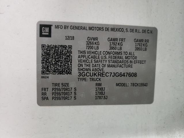 Photo 10 from auction – 2018 CHEVROLET SILVERADO with VIN 3GCUKREC7JG647608