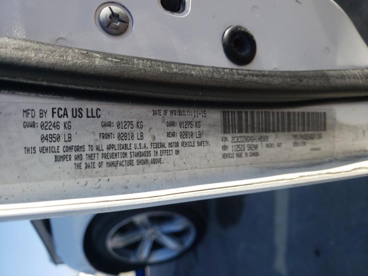Photo 10 from auction – 2016 DODGE CHALLENGER with VIN 2C3CDZAGXGH148569