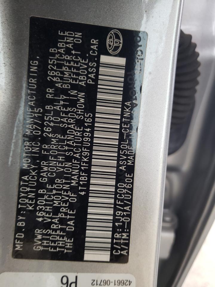 Photo 10 from auction – 2015 TOYOTA CAMRY LE with VIN 4T1BF1FK9FU994165