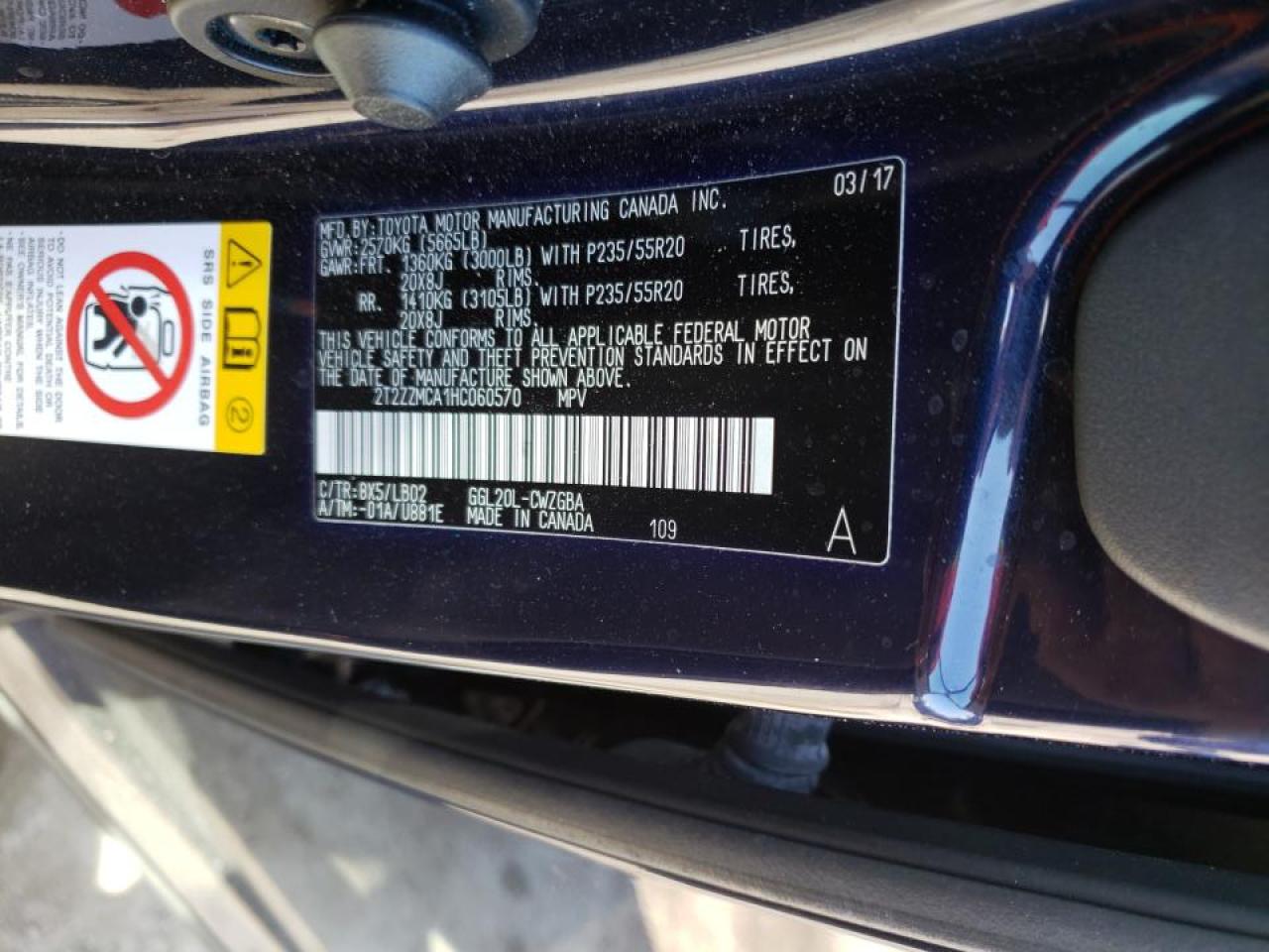 Photo 10 from auction – 2017 LEXUS RX 350 BAS with VIN 2T2ZZMCA1HC060570