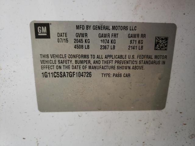 Photo 10 from auction – 2016 CHEVROLET MALIBU LIM with VIN 1G11C5SA7GF104726