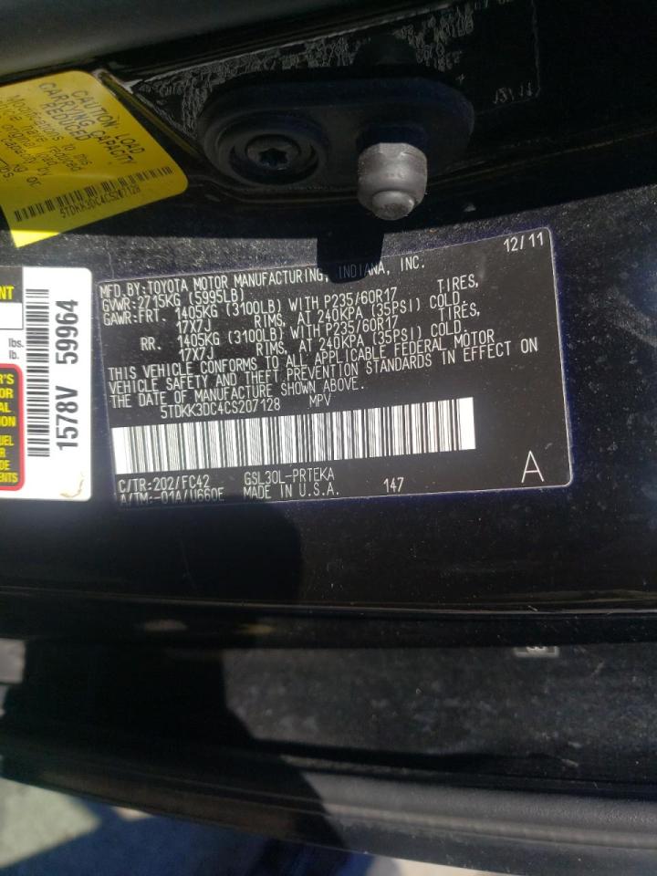 Photo 10 from auction – 2012 TOYOTA SIENNA LE with VIN 5TDKK3DC4CS207128