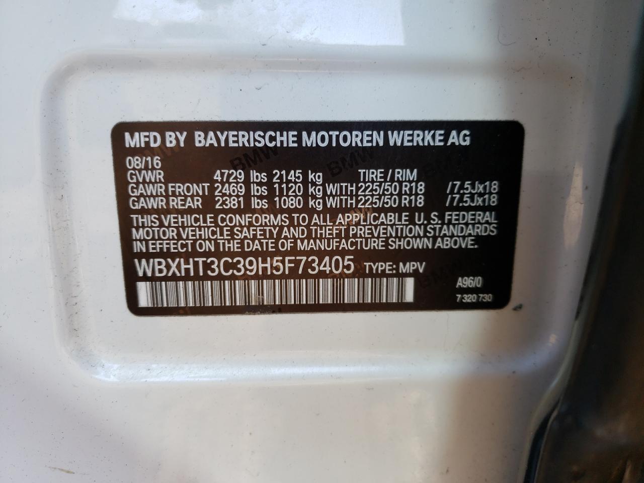 Photo 10 from auction – 2017 BMW X1 XDRIVE2 with VIN WBXHT3C39H5F73405